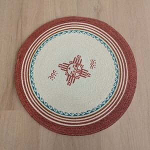 Round Red and White Woven Placemat - New